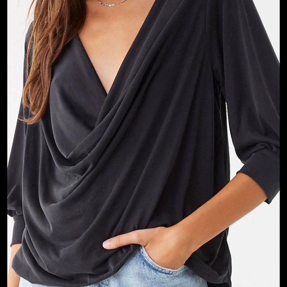 Cowl neck surplus top - Picture 2 of 3